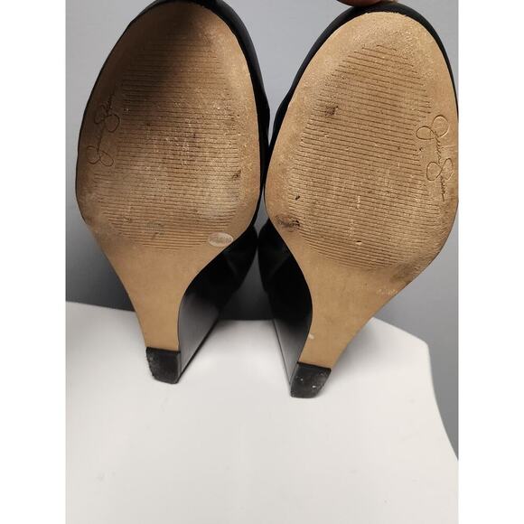 Jessica Simpson Black Leather Kellie Wedge Heel Size 10 - Picture 5 of 6